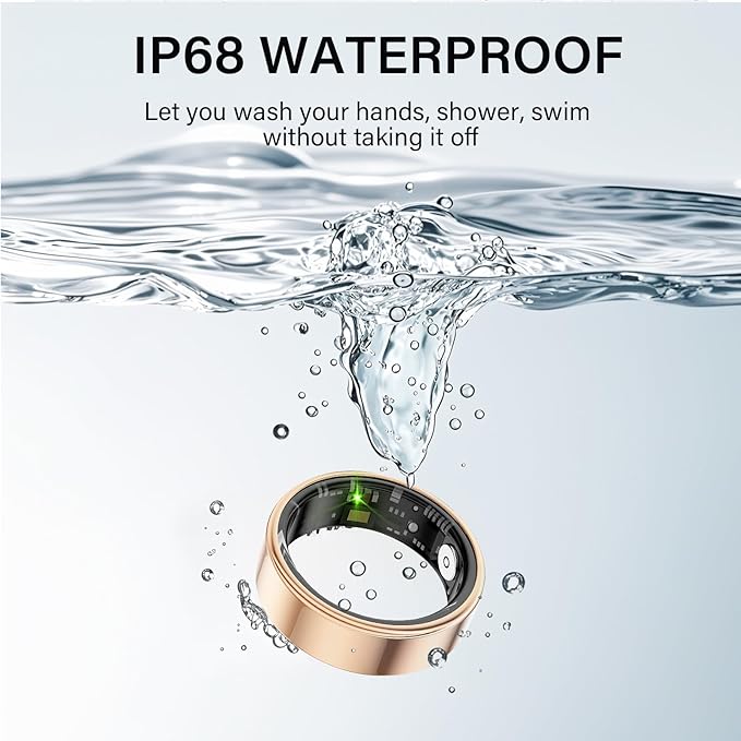 Smart Ring Health Tracker, Fitness Sleep and Heart Rate Monitor Smart Ring, Waterproof Bluetooth Fitness Tracker Ring IPX68 Waterproof (Silver, 13)