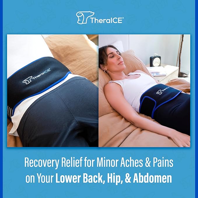 TheraICE Ice Pack for Back Pain Relief | Reusable Lower Back Wrap for Hot or Cold Therapy | Relief for Lower Lumbar, Sciatic Nerve, Herniated or Degenerative Disc, Coccyx, Tailbone Pain