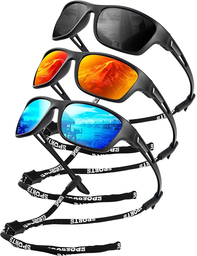 KALIYADI Polarized Sunglasses for Men, Sports Sun Glasses for Driving Cycling Fishing with UV protection