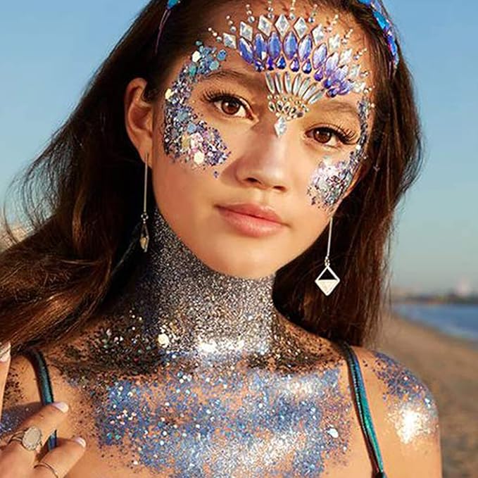 Red Face Glitter Gel,Halloween Singer Concerts Rave Accessories,Music Festival Body Glitter Gel,Christmas Sequins Face Glitter Paint Makeup,Sparkling Hair Chunky Glitter for Women,50ML