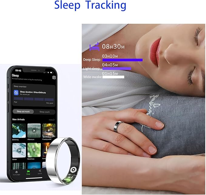 Fitness Tracker, Smart Ring for Women Men, Sleep Tracker Ring with 24/7 Heart Rate Monitor, Fitness Ring with Activity Tracker, Step Counter, Calorie Pedometer, No APP Fee, iOS Android (Rose Gold, 12)