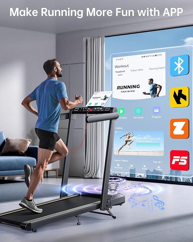 Walking Pad Treadmill with 12% Incline, 4 in 1 Folding Treadmill for Home/Office with Handle Bar, 2.5HP Under Desk Treadmills Portable Walking Pad with App & Bluetooth Speaker, 0.6-10MPH