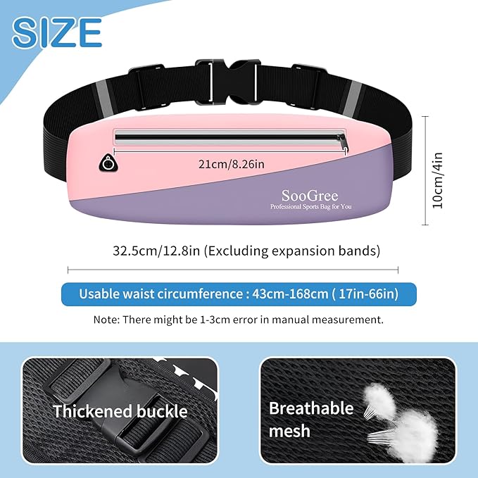 Slim Fanny Packs for Women Men,Waterproof Waist Pack with Reflective Strip Adjustable Strap,Running Belt for Sports Workout Cycling Hiking, Casual Hands-Free Wallets Phone Bag (Style 8)