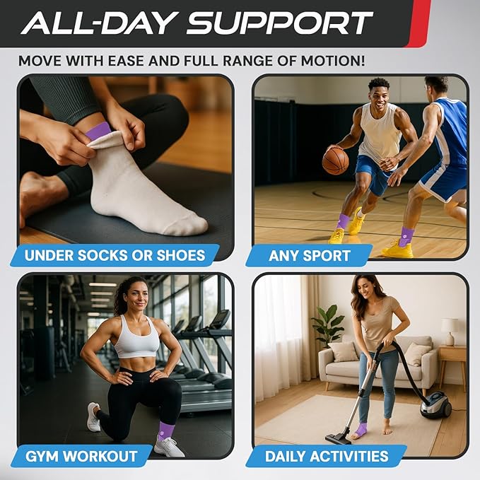 Sleeve Stars Ankle Brace for Women & Men, Ankle Wrap for Sprain, Compression Sleeve for Plantar Fasciitis Relief, Easy Customizable Support: w/ Removable Strap (Single/M:10"-12"/Light Purple)