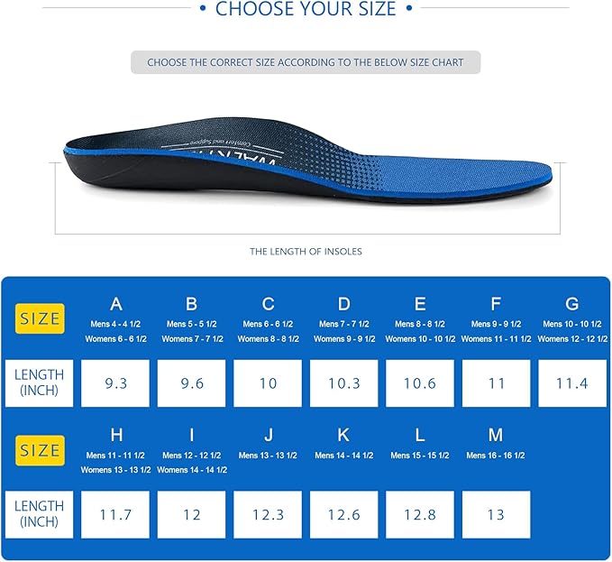 Inserts Relieve Plantar Fasciitis - Flat Feet Insoles Arch Supports, Orthotic Insoles for Foot Pain Arch Pain Reduce Muscle Fatigue Absorb Shock (Mens 4-4 1/2 | Womens 6-6 1/2)