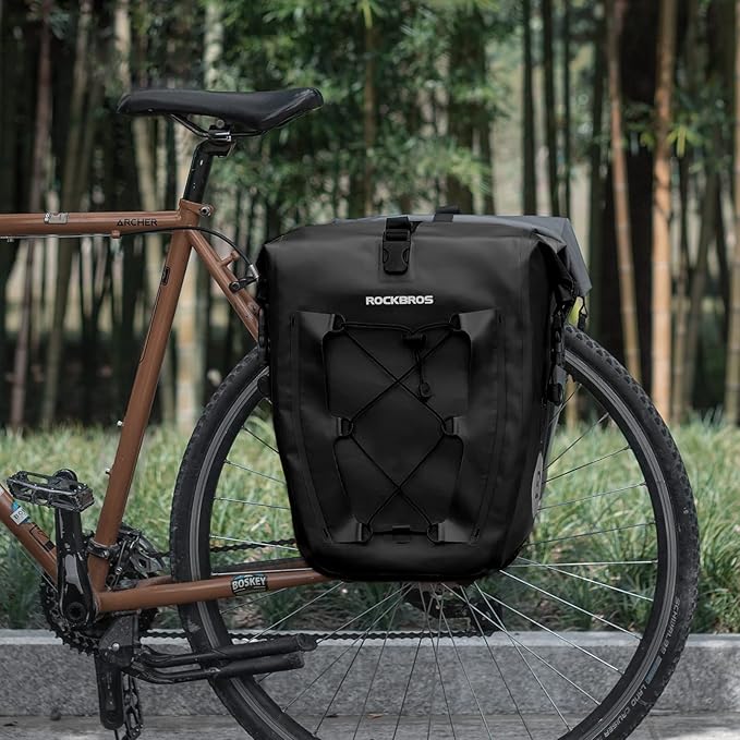 ROCKBROS Bike Panniers Waterproof Rear Rack Bag Max 30L Large Capacity for Cycling Traveling Commuting