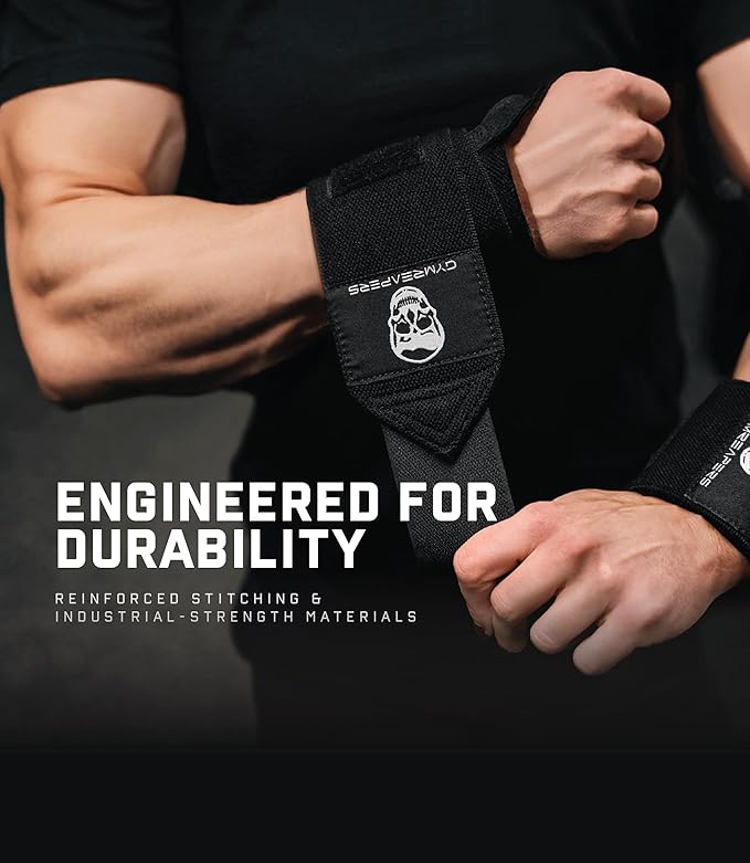 Gymreapers Weightlifting Wrist Wraps (IPF Approved) 18" Professional Quality Wrist Support with Heavy Duty Thumb Loop - Best Wrap for Powerlifting Competition, Strength Training, Bodybuilding