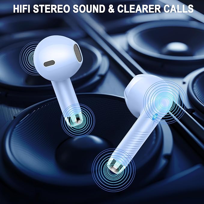 Wireless Earbuds, Bluetooth Ear Buds LED Power Display Headphones Bass Stereo, Bluetooth Earbuds in-Ear Noise Cancelling Mic, 40H Playback Mini Case IP7 Waterproof Sports Earphones for Android iOS
