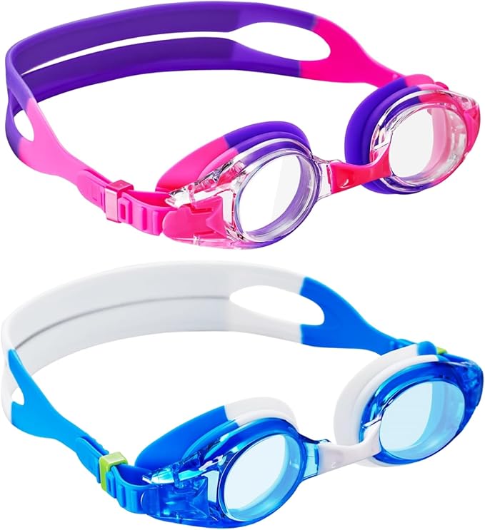 Aegend 2 Pack Kids Goggles, Swimming Goggles for Kids Age 4-16 Boys and Girls Youth, Anti-Fog Waterproof Anti-UV Pool Goggles