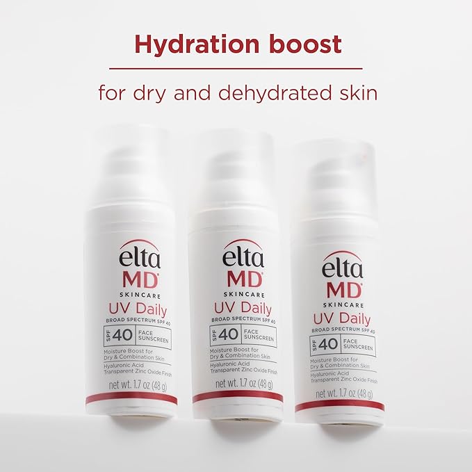 EltaMD UV Daily SPF 40 Face Sunscreen Moisturizer with Zinc Oxide, Daily Face Moisturizer with SPF, Sunscreen, For Dry Skin 1.7 oz Pump (Pack of 2)
