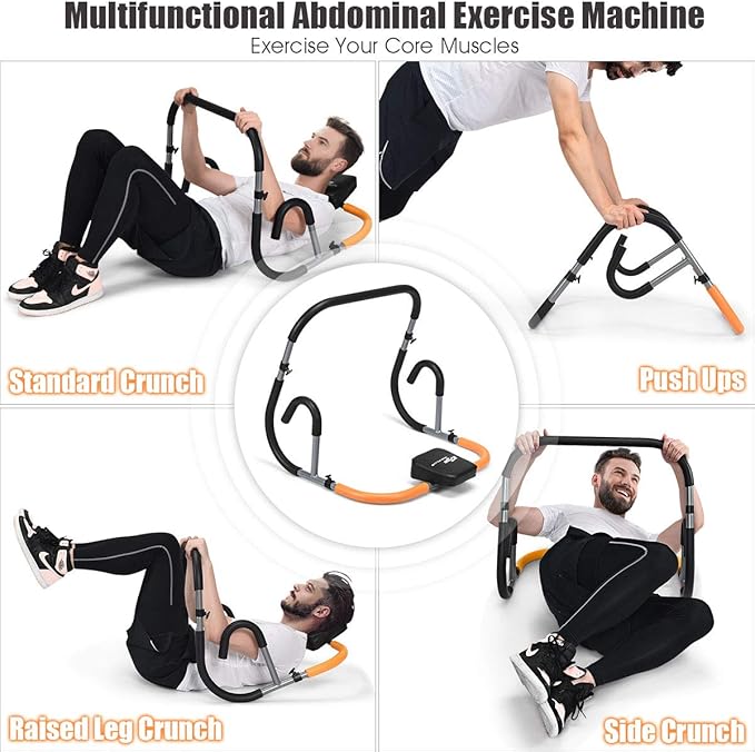 Goplus Ab Fitness Crunch, Portable Ab Roller for Core Strength, Sit Up, Abdominal Machine, Exercise Crunch Trainer Workout Exerciser for Home, Office, Gym
