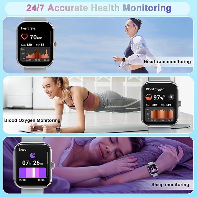 Smart Watch (Answer/Make Call), 2025 New Smartwatch for Men/Women, 1.96" Fitness Watch with 112 Sport Mode/Pedometer/Calories/Sleep/Heart Rate Monitor, IP68 Waterproof Fitness Tracker for Android iOS