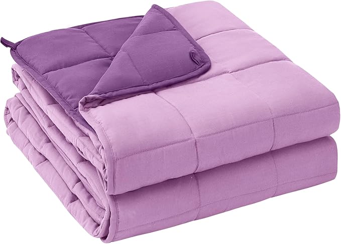 yescool Weighted Blanket for Adults (12 lbs, 48" x 72", Purple) Cooling Heavy Blanket for Sleeping Perfect for 110-130 lbs, Twin Size Breathable Blanket with Premium Glass Bead, Machine Washable