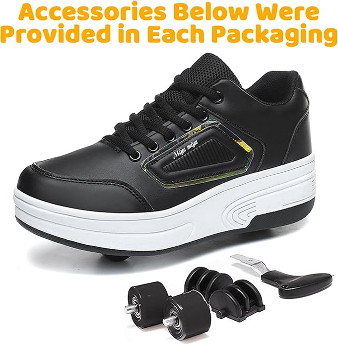 Wooowyet Roller Skate Shoes for Kids Boys Girls Rechargealbe Wheels Sneakers Fashion Roller Wheeled
