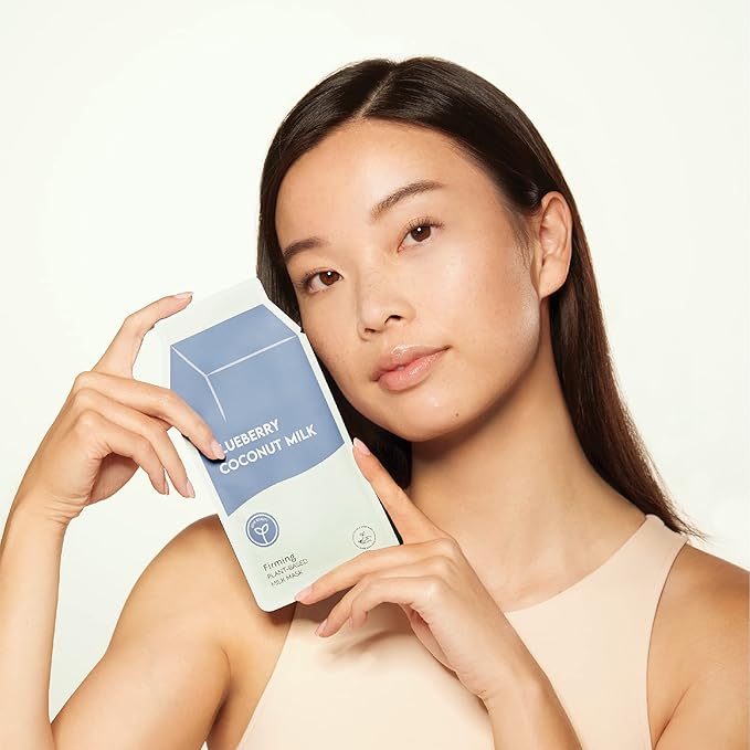 ESW Beauty Blueberry Coconut Milk - Firming Plant-Based Milk Face Mask (6-Pack) - Rejuvenating with Blueberry & Coconut for Mature Skin - Firms & Reduces Fine Lines