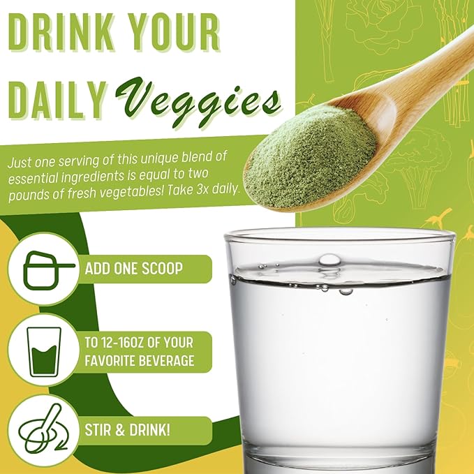 Ultimate Greens with MSM Powder, Vegan Friendly Natural Ingredients Gluten Soy Free NO GMO Superfood Vegetable Nutritional Drink Alkalizing Energy 8oz 1 Pack (1 Month Supply)
