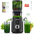 OMMO Cold Press Juicer Machines: 5.1" Wide Chute for Whole Fruits & Veggies, BPA Free Slow Juicer Easy Clean, Beep Alert, Slow Masticating Juicers for Moms/Families/Fitness/Juice Life/Healthy Living
