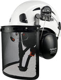 Forestry Safety Helmet with Build-in Visor Mesh Face Shield Ear Muffs 4 in 1 Chainsaw Safety Hard Hats