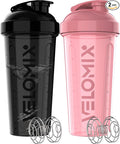 '-2 Pack- 28 oz Protein Shaker Bottles for Protein Mixes - 2x Wire Whisk | Leak Proof Shaker Cups for Protein Shakes | Protein Shaker Bottle Pack | Shakers for Protein Shakes-Pink&Black