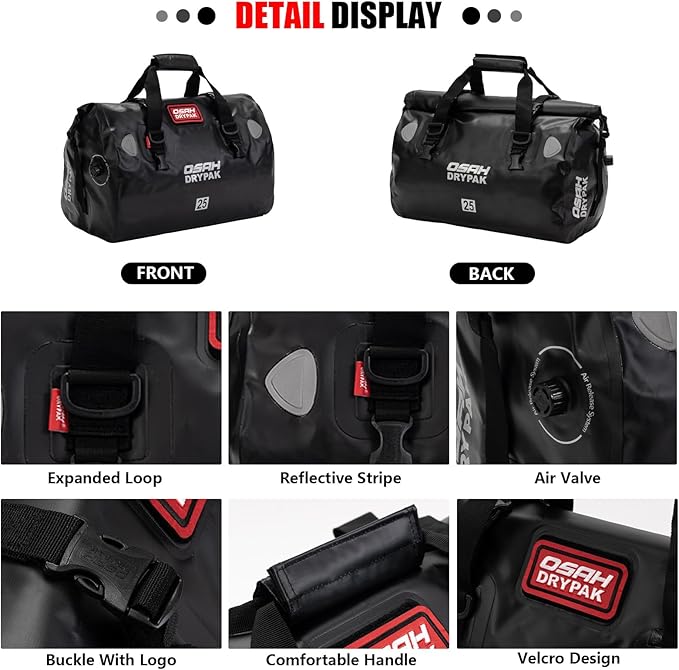 Waterproof Duffel& Luggage Bag - Motorcycle Dry Bag Tail Saddle Bags with Roll Top Closure,Large Storage Space,for Camping, Kayaking, Fishing & Traveling(Jungle, 60L)