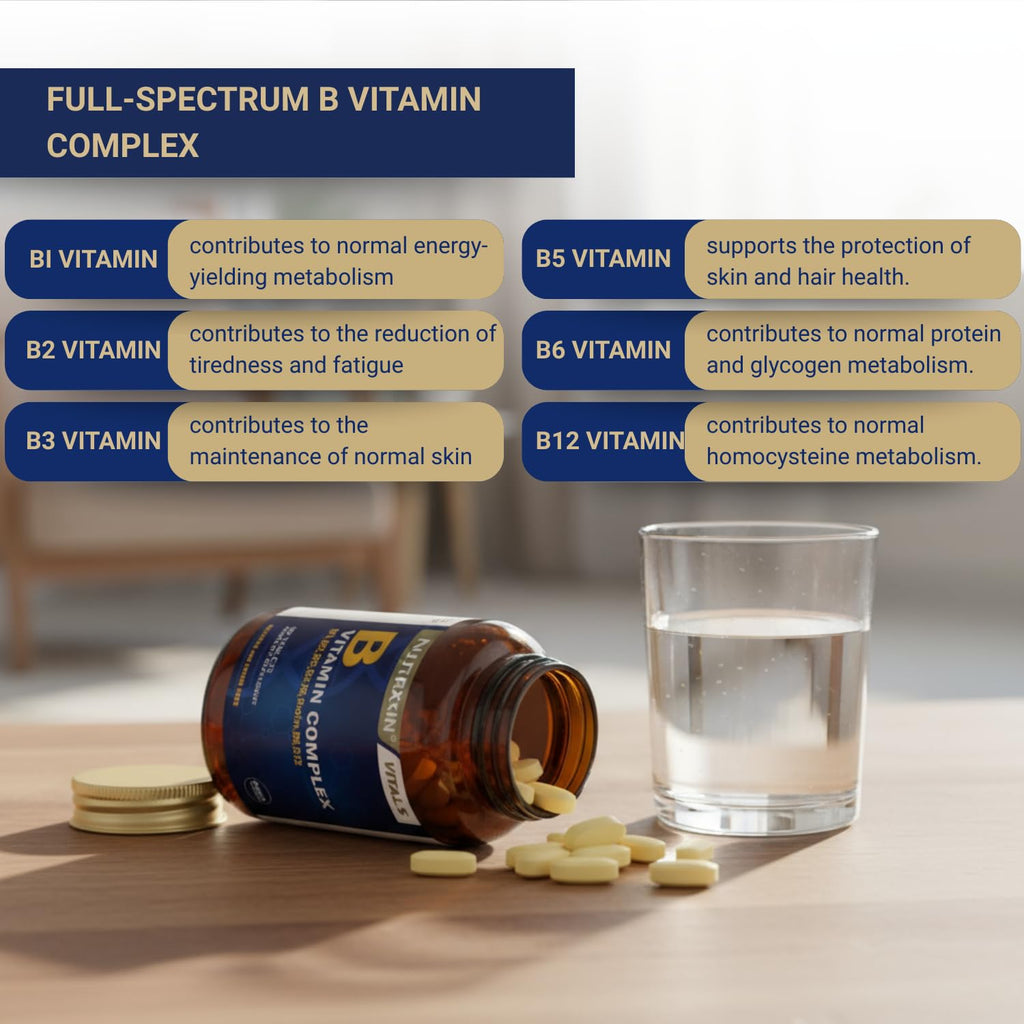 Nutraxin B Vitamin Complex 60 Tablets - Dietary Supplement for Adults with Comprehensive B Vitamins