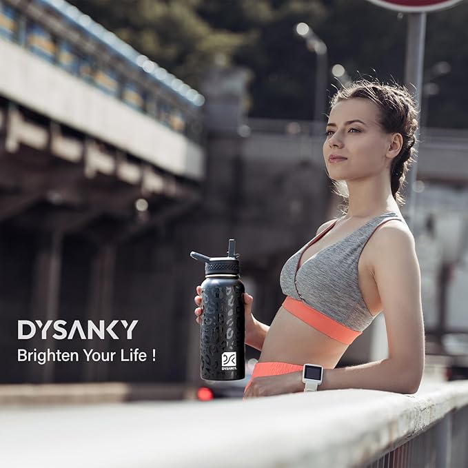 Insulated Water Bottle | Thickened Stainless Steel Vacuum Metal | Portable Sports Water Jug for Gym and Hiking with Straw, Carrier Bag, Handle Strap | BPA-Free 32 oz