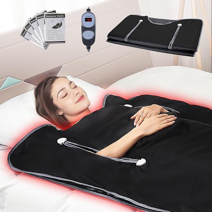 VEVOR Sauna Blanket, Portable Far Infrared Sauna for Home, Oxford Sauna Bag w/Arm Holes & Carbon Fiber Heating, 1-6 Level Adjustable Temp 95-176℉, 5-60 Minutes Timer, 71 x 31 in
