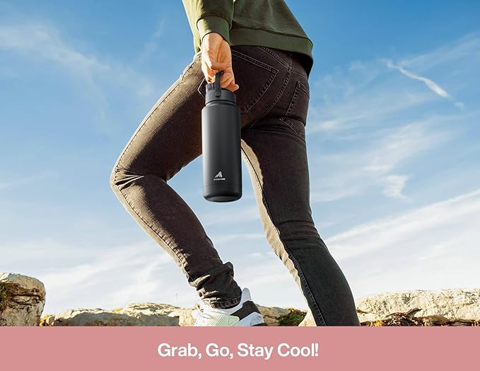 40 oz Insulated Water Bottle with 2-in-1 Straw and Spout Lid, Keep Cold 24H, Leak-Proof, BPA-Free, Double Wall Stainless Steel Water Bottle for Sports, Gym, Travel, and School (Cotton Candy)