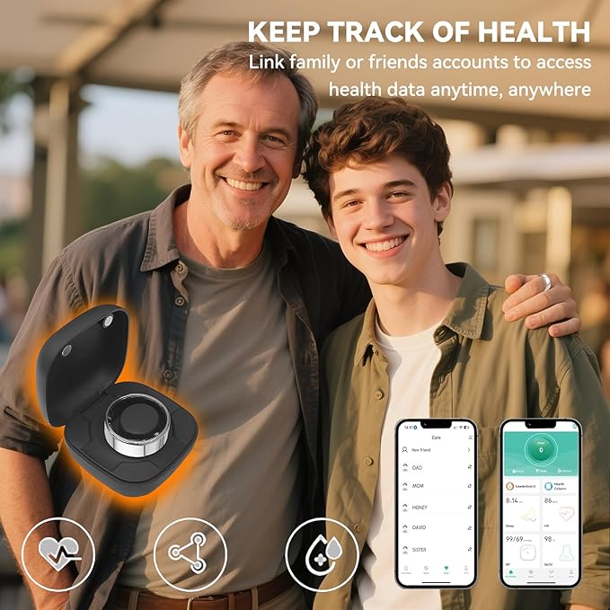 Smart Ring for Men Women with Black Charging Box, Bluetooth, Health Ring , IP68 Waterproof, Fitness Ring Tracks Heart Rate/Sleep/Steps/Sports Activities/Blood Oxygen,non-subscription app (Silver, 8)