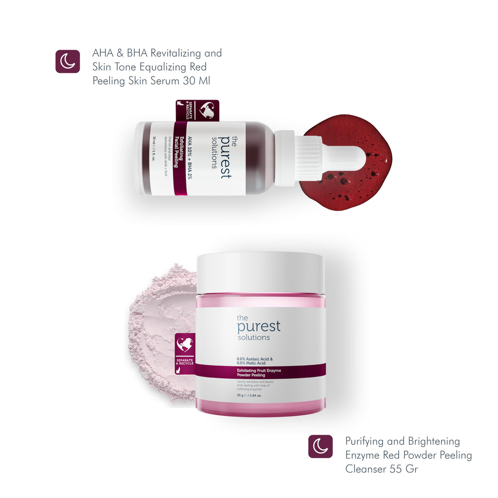 The Purest Solutions Skincare Set for Dry Skin - AHA BHA Exfoliating Serum & Hyaluronic Acid Hydrating Serum