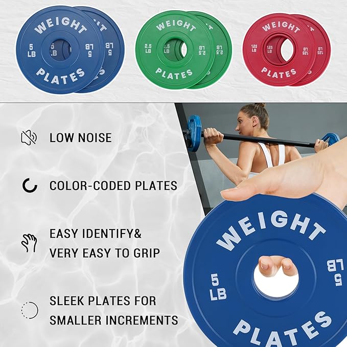 2 In Change Plates 1.25LB 2.5LB 5LB 10LB Fractional Weight Plates,Bumper Plates for Weight Lifting,Strength Training Gym Home,Rubber Coating