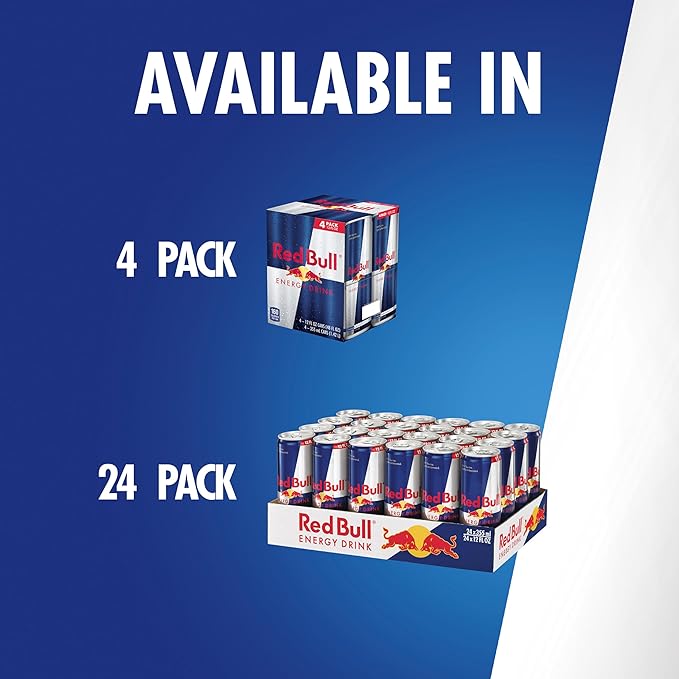 Red Bull Energy Drink with 114mg Caffeine plus Taurine & B Vitamins, 12 Fl Oz, Pack of 24 Cans