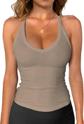 iGENJUN Workout Tops for Women Racerback Basic Tank Summer 2025 Camisole V Neck Slim Fit Ribbed Sleeveless