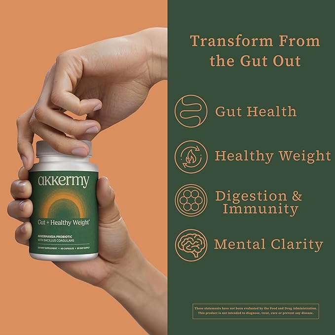 Akkermansia Probiotic for Appetite & Craving Control | Increases GLP-1 & Boosts Healthy Weight | 120 Day Supply | Made in USA | Bacillus Coagulans, B2, D3 & Chromium |SIBO Friendly, Vegan, Gluten Free