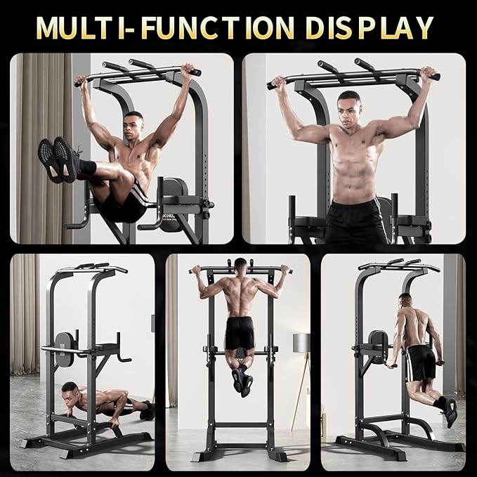 Power Tower Pull Up Bar and Dip Station, Multi-Function Home Gym, Strength Training Fitness Equipment, Height Adjustable
