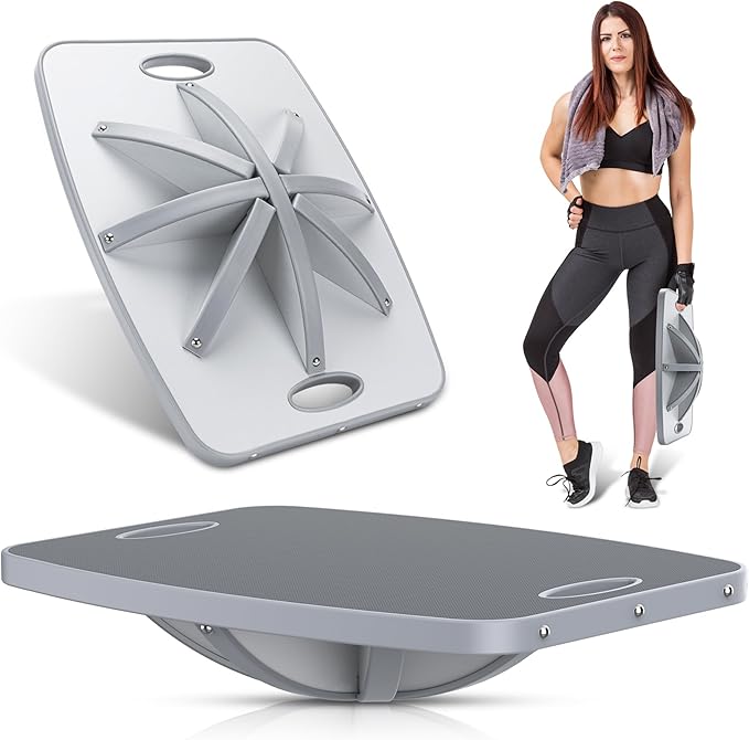 Advanced Wood Balance Board, Portable Non-Slip 500lb Rocking Board for Standing Desk, Physical Therapy, Yoga Practice, Core Strength Stability Balance Training Board for Men, Women, Kids and Seniors