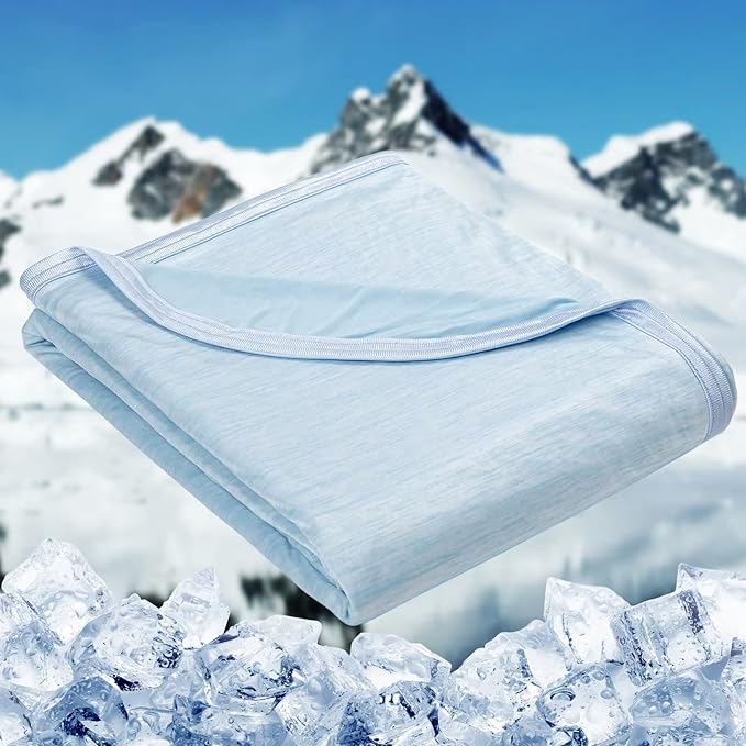 HOMFINE Cooling Blankets for Hot Sleepers - Summer Blanket Thin Lightweight Breathable Soft Double Side Enhanced Cooling for Bed Couch Sofa, Keep Cool for Night Sweats (Light Blue, 108 x 90 inches)