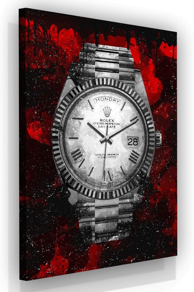Luxury Watch Canvas Print Office Wall Decor Modern Art Pop Culture Decoration Inspiration Clock Timer Prints Framed Arts Walls Furniture (18" x 12")