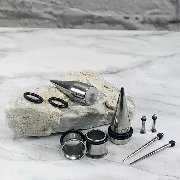 BodyJ4You 37PC Ear Stretching Kit - Beginner Gauges 14G-00G Starter Set - Aftercare Balm Wax - Steel Tapers Single Flare Plugs Screw Fit Tunnels - Women Eyelet Mens Earrings Expander Piercing Jewelry