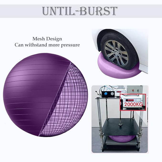 Soft Exercise Ball, Anti-Burst Yoga Ball Chair Supports 2200lbs, Stability Swiss Ball w/Pump for Pregnancy Birthing, Excersize, Workout, Fitness, Balance, Gym, Physio, Abs (Office & Home & School)