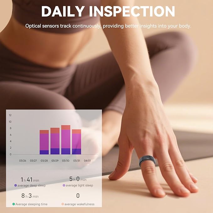 Smart Ring for Men Women with Black Charging Box, Bluetooth, Health Ring , IP68 Waterproof, Fitness Ring Tracks Heart Rate/Sleep/Steps/Sports Activities/Blood Oxygen,non-subscription app (Black, 10)