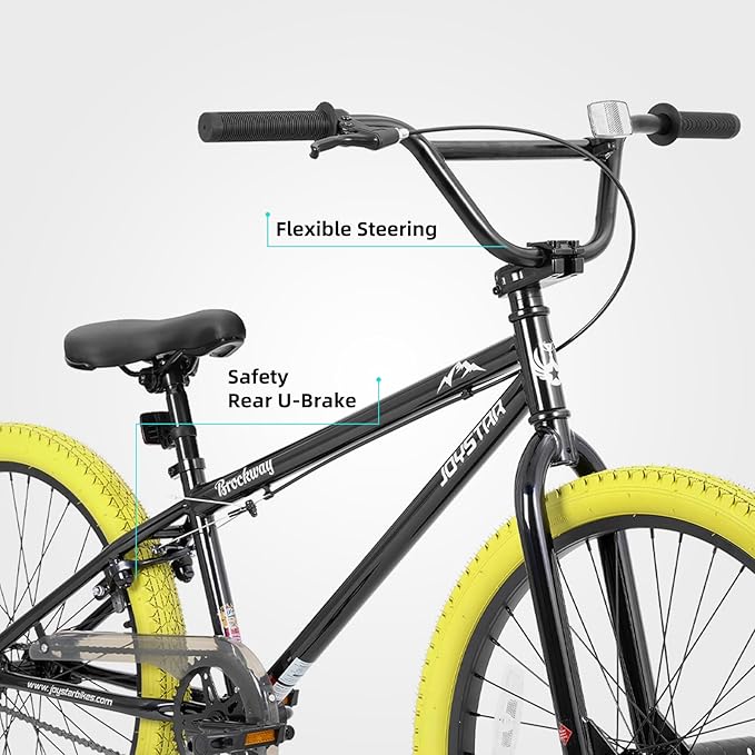JOYSTAR Brockway Freestyle Kids BMX Bikes 20" 24" Kids Bicycles for 6-14 Years Old Boys Girls and Beginner-Level Riders 2 Pegs Multiple Colors