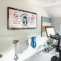 Tailored Canvases Personalized Gym Sign Wall Art Decor - Motivational Canvas for Home Gym, Workout Room, Garage, Fitness Center - Workout Inspirational Posters - One Hand with Dumbbell on Rustic,