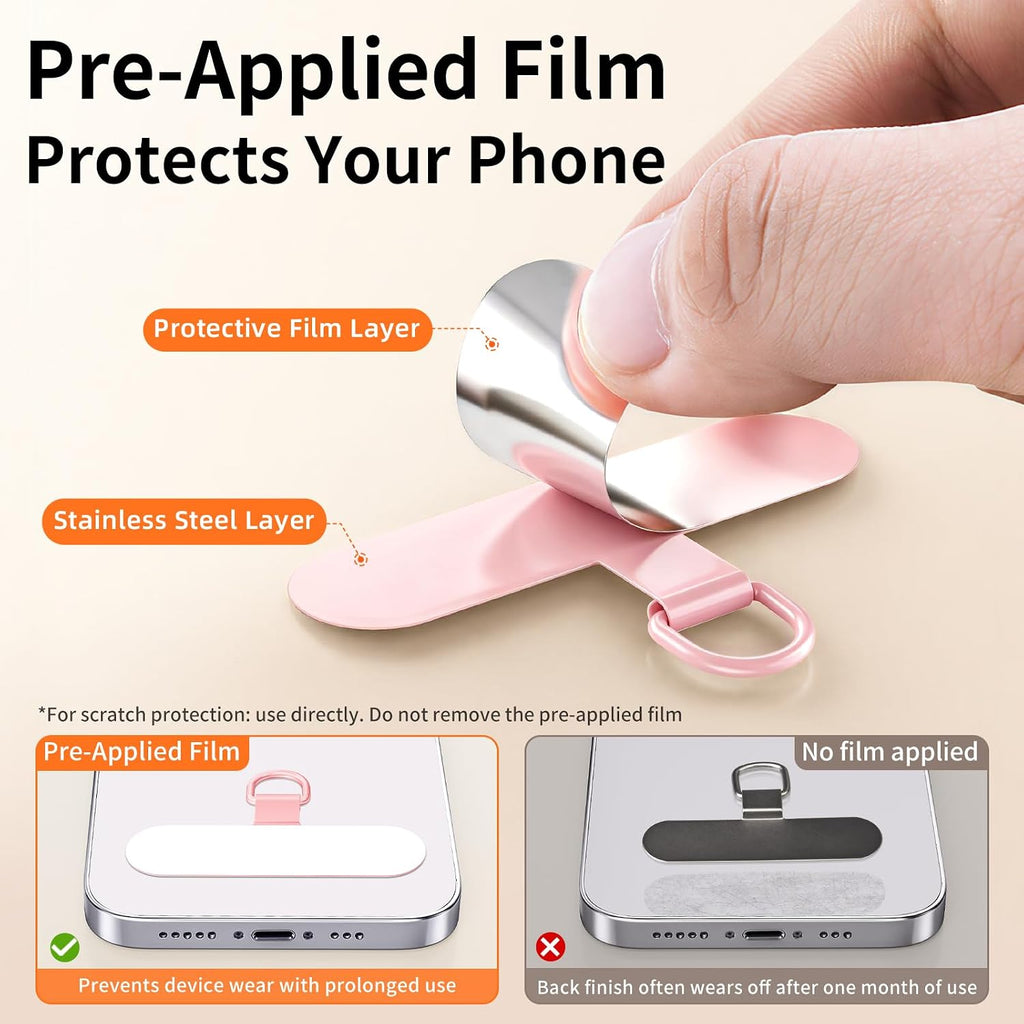 saxsion Lanyard for Phone, Self-Locking Phone Wrist Strap with 0.4mm Ultra-Thin Clip & 360° Hook, Anti-Drop Strap (Pink)