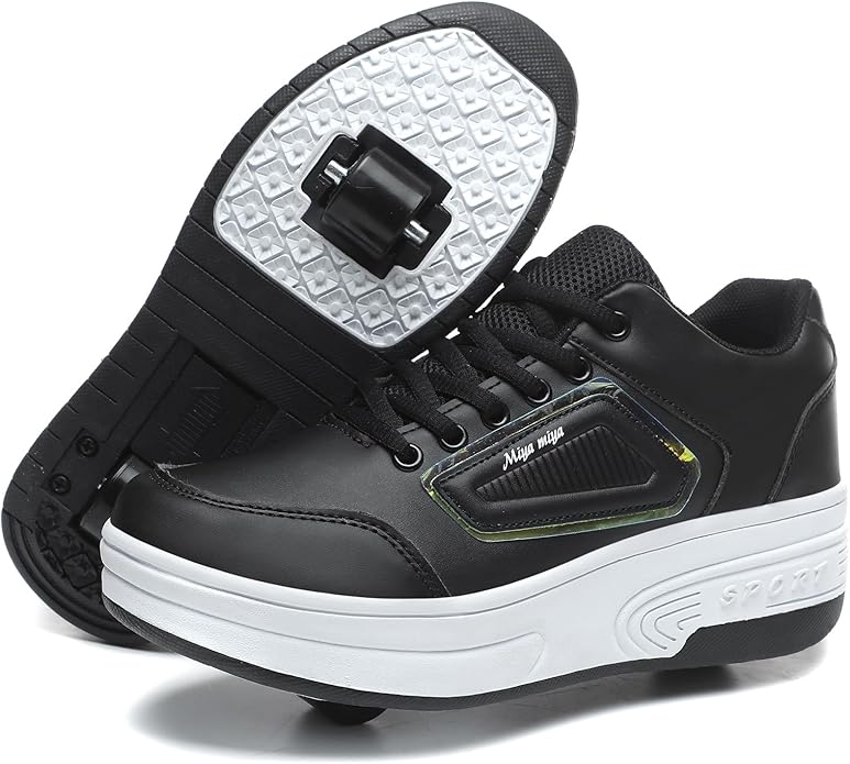 Wooowyet Roller Skate Shoes for Kids Boys Girls Rechargealbe Wheels Sneakers Fashion Roller Wheeled