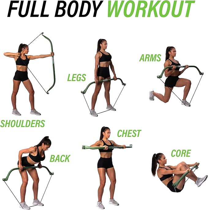 Gorilla Bow Original Portable Home Gym Resistance Bands and Bar System for Travel, Fitness, Weightlifting and Exercise Kit, Full Body Workout Equipment Set