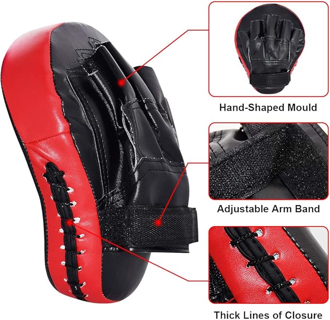 TLBTEK 2PCS Curved Punching Mitts Boxing Pads Hand Target Gloves Training Focus Pads for Kickboxing Muay Thai MMA Martial Art UFC for Kids, Men & Women