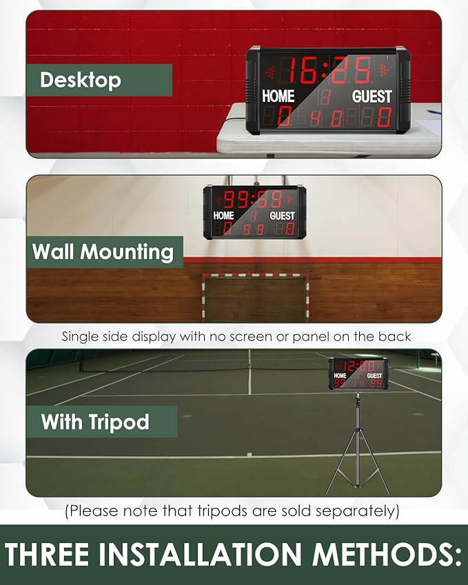 Football Scoreboard Basketball Scoreboard & Timer 14s/24s Shot Portable Digital Electronic LED Scoreboard for Football Basketball League Wrestling Tournament Soccer Sports Training Events