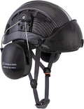 LOHASPRO Arborist Forestry Helmet Safety Hard Hat with Visor and Ear Muffs Carbon Fiber Hard Hat for Logging Chainsaw Helmet Mowing(Black Graphite Pattern with Smoked Visor+Earmuffs)