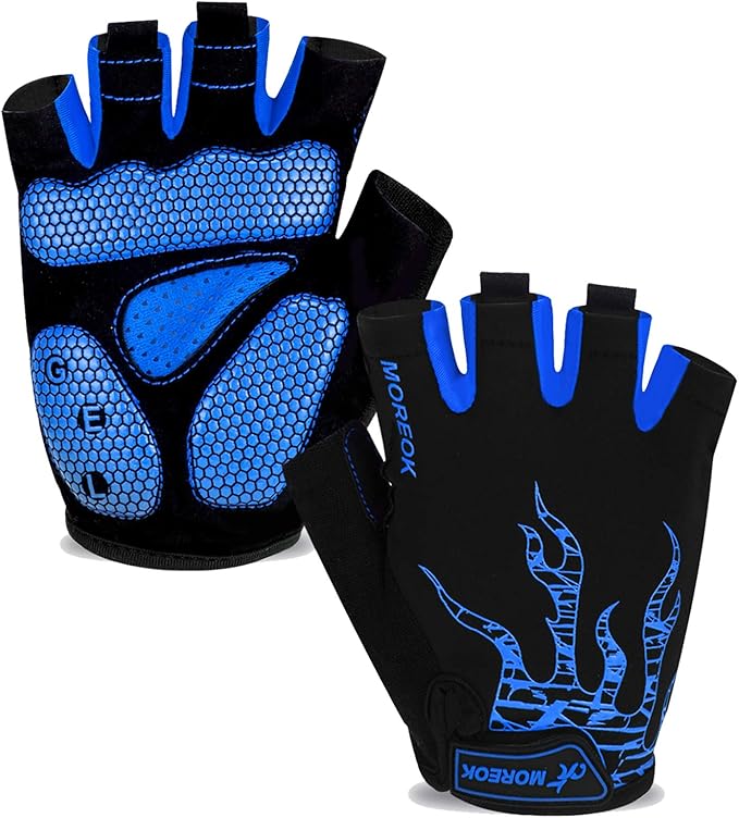 MOREOK Cycling Gloves Bike Gloves for Men/Women-[5MM Gel Pad] Half Finger Bicycle Biking Gloves for Cycling/Weight Lifting/Gym/Motorcycle/Rowing/Outdoor Sports